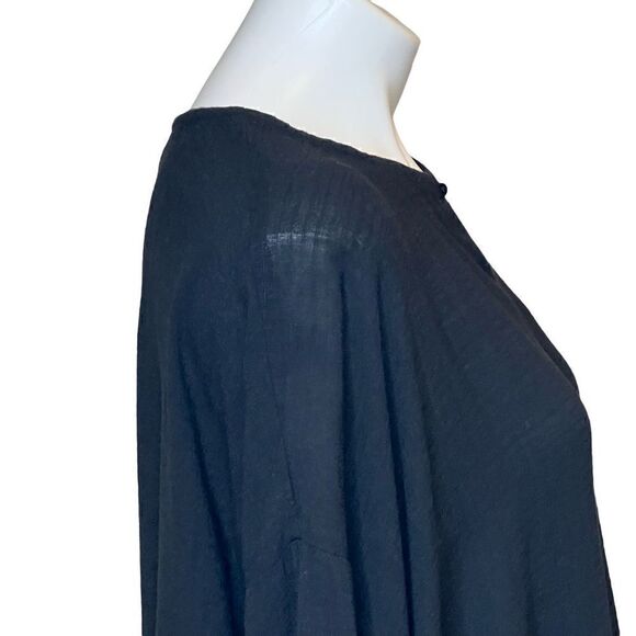 Eileen Fisher black linen blend button up top size M - Picture 5 of 15